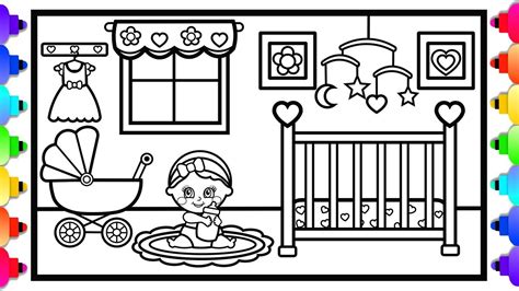 draw  babys room baby nursery coloring page youtube