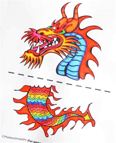 chinese dragon puppet kids craft  printable dragon template