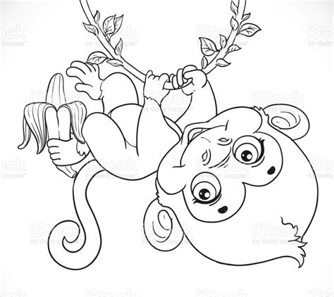 baby monkey  banana coloring page  printable coloring pages