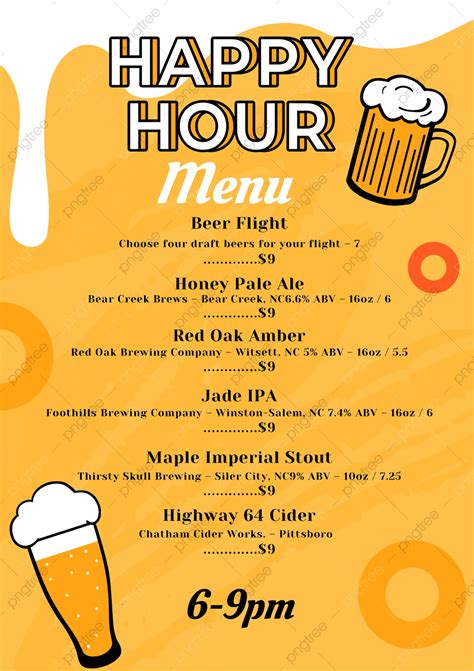 happy hour beer drink promotion menu template   pngtree