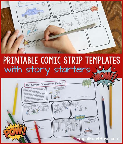 printable comic strip templates  story starters frugal fun