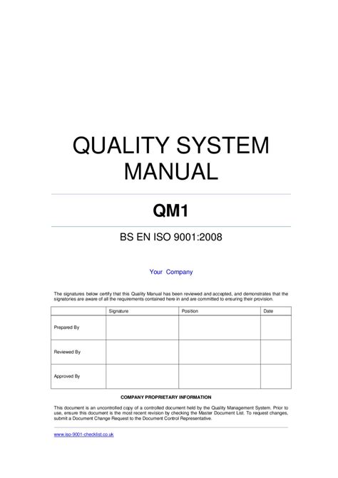 iso  quality manual template    printable templates
