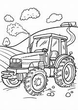Coloring Pages Tractor Field Plough sketch template