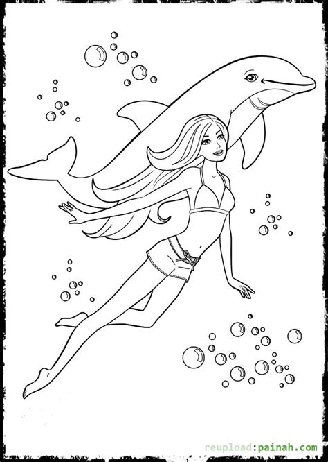 barbie dolphin magic coloring pages  ready   waves