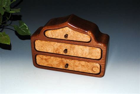 maple burl  mahogany  drawer wood jewelry box
