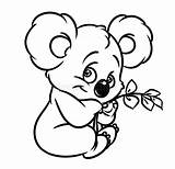 Koala Coloring Pages Baby Cute Eucalyptus Color Drawing Leaves Bear Animal Colouring Printable Koalas Line Character Getdrawings Illustration Clipartmag Print sketch template