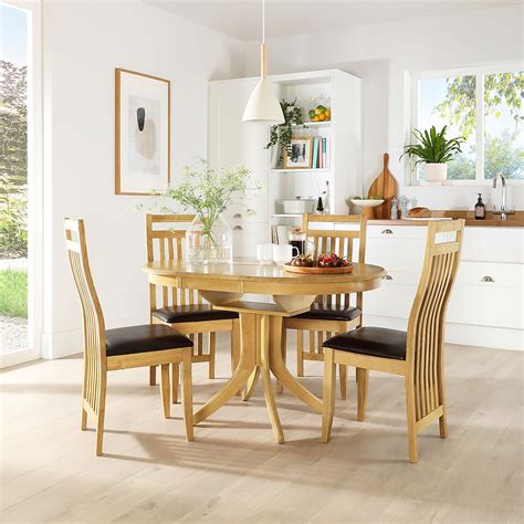 hudson  oak extending dining table   bali chairs brown