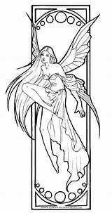 Coloring Fairy Pages Gothic Colouring Adult Printable Drawings Sheets Adults Drawing Color Nouveau Fantasy Books Coloriages Line Book Mucha Fairies sketch template