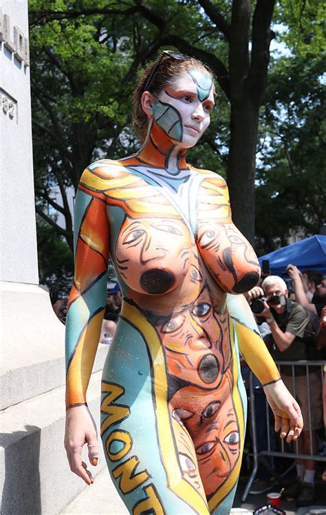 Big Breasted Beauty Nude In Public At Bodypainting Day