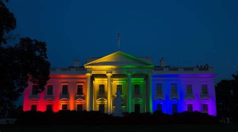 white house lit in rainbow colors after us supreme court legalises same