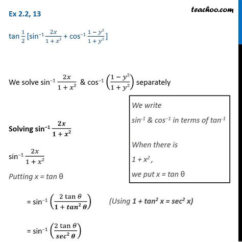 ex 2 2 13 inverse trigonometry tan 1 2 [sin 1 2x 1 x2
