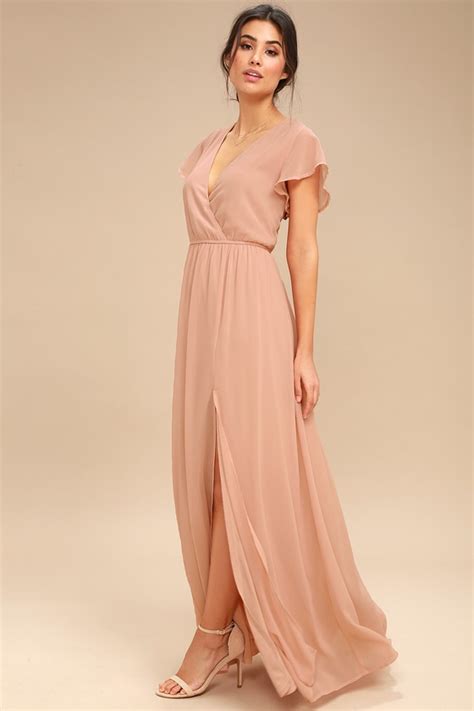Elegant Blush Maxi Dress Short Sleeve Maxi Dress