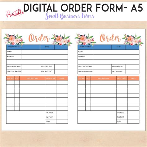 cute business order form printable printable forms