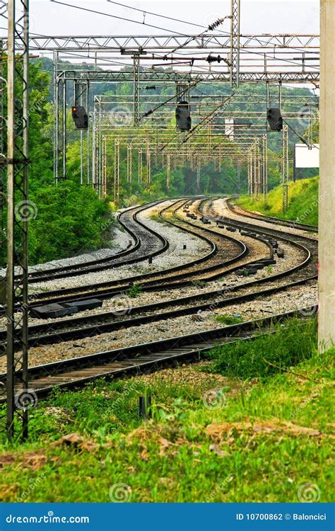 curved railway stock photo image  transportation power