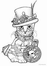 Steampunk Cat Coloring Pages Favoreads Printable Adult Chat Sheets Adults Club Coyright Reserved Rights Animal sketch template