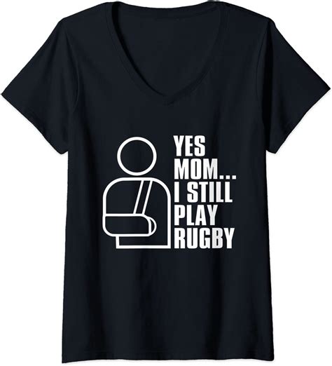 Womens Funny Rugby Player Yes Mom I Still Play Rugby Football V Neck