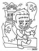 Halloween Coloring Pages Frankenstein Kids Kid Zombie sketch template