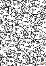 Fish Coloring Pages Pattern Printable Colouring Color Adult Puzzle Print Simple sketch template