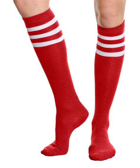 angelina red and white stripe knee high referee socks red and white