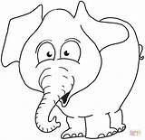 Elephant Coloring Cartoon Pages Kids Face Template Printable Drawing Animal Cute sketch template