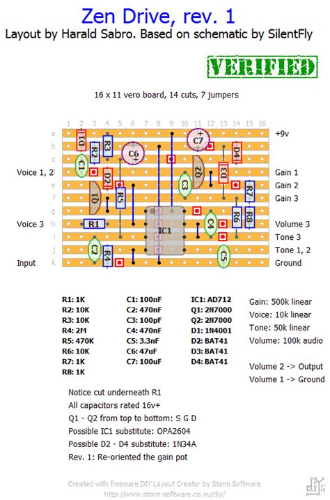 stompboxed  guitar pedal builders repository zendrive zen drive vero layout