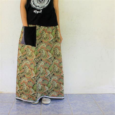 hand  thai batik sarong drawstring waist skirttraditonal etsy