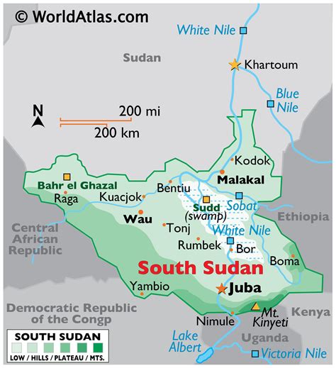 south sudan map geography  south sudan map  south sudan
