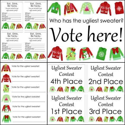 ugly sweater printables   party angie holden  country