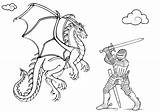 Dragon Coloring Pages Warrior Knight Printable Color Kids Adults Easy sketch template