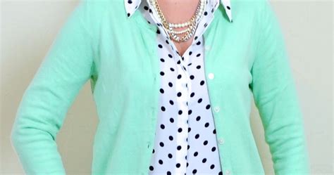 outfit post mint cardigan polka dot blouse bootcut jeans