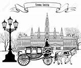 Wien Vienna Clipart Street Carriage City Austria Rathaus Illustration Cliparts Travel Stock Clipground Card Vector Clip sketch template