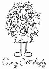 Cat Lady Crazy Coloring Embroidery Clipart Pages Patterns Cats Paper Urbanthreads Colouring Hand Dogs Cliparts Clip Printables Dog Library Designs sketch template