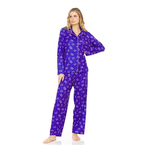 ezi womens long sleeve floral super soft stretch fleece pajamas