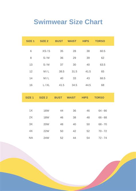 Free Swimwear Size Chart Download In Pdf