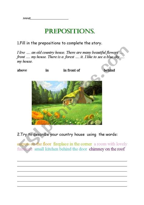 prepositions esl worksheet  nessie