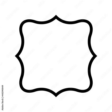 fancy square label template outline clipart image isolated  white