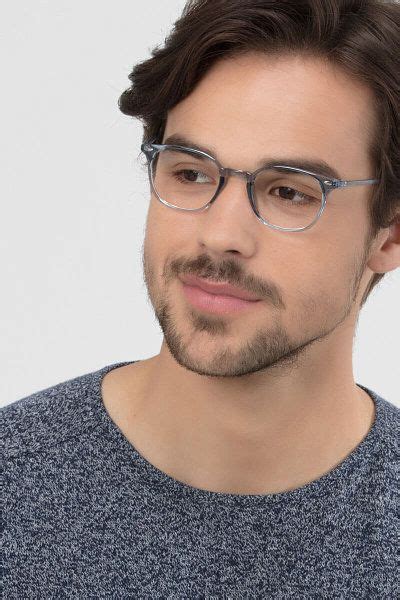 Blue Clear Square Prescription Eyeglasses Small Full Rim Plastic