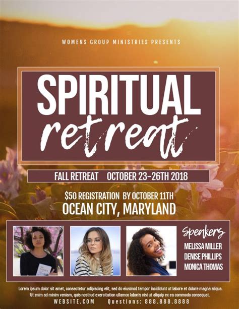 pin  renaissance  retreat event flyer templates spiritual retreat womens retreat