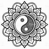 Yang Mandala Yin Coloring Pages Designs Drawing Mandalas Printable Henna Sheet Symbol Pattern Tattoo Oriental Book Vector Style Para Circular sketch template