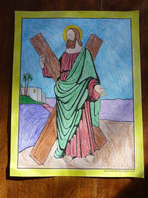 saint andrew  apostle prayer card coloring page  worksheet