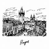 Tschechische Republik Prag Altstadt Grafische Platz sketch template