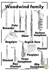 Woodwind Instrument Instruments Coloring Music Family Tenor Pages Names Learning Saxophone Bassoon Horn Oboe Brass English Orchestra Learn Sheet Teacherspayteachers sketch template