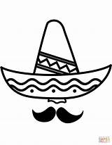 Sombrero Coloring Mustache Printable Pages Hat Template Templates Categories sketch template