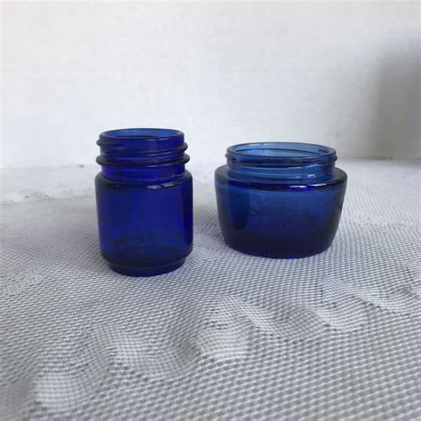 Cobalt Blue Glass Apothecary Jars Vintage Noxema Bottle Etsy