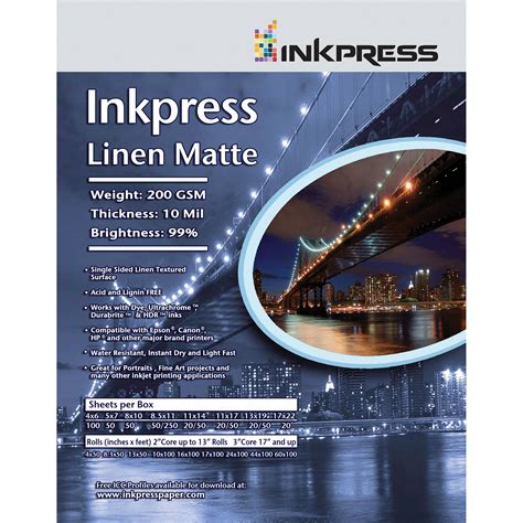 inkpress media linen matte inkjet paper lm bh photo video