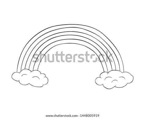 rainbow clouds clipart coloring book page stock vector royalty