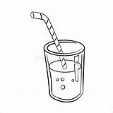 Straw Cup Vettore Disegnato Linea Glas Lijn Getrokken sketch template
