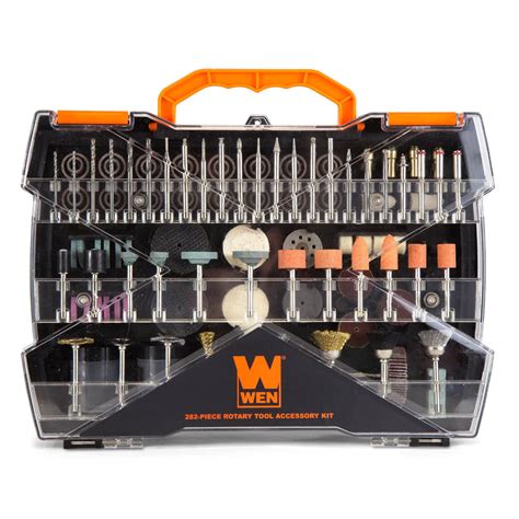 wen   piece rotary tool accessory kit  carrying case wen products