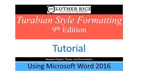 turabian style formatting  edition tutorial youtube