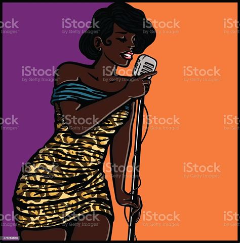 african black girl singing with retro microphone and leopardskin dress